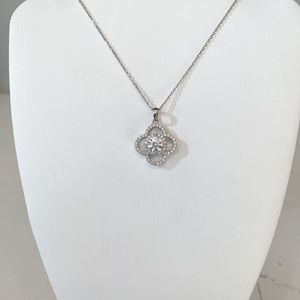 Large clover Moissanite diamond pendant necklace